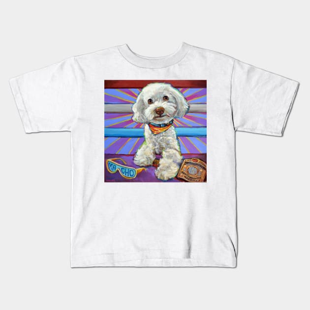 Savagely Adorable Macho Dog Kids T-Shirt by RobertPhelpsArt